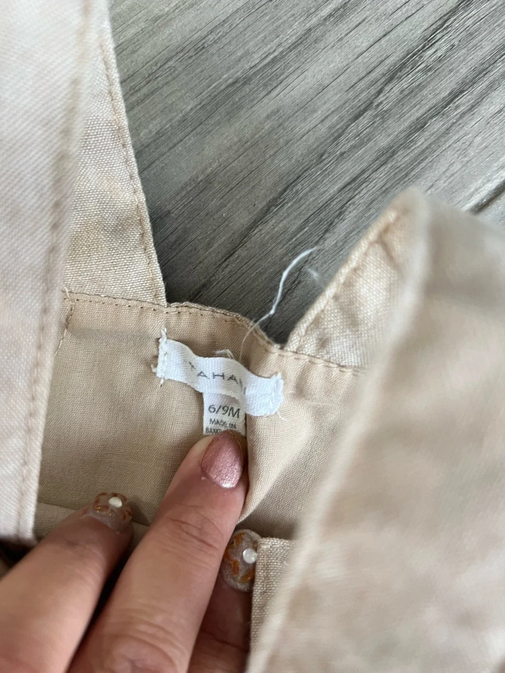 Tahari Cream-Tan Linen-Blend Kids Overalls with White Tee and Hat